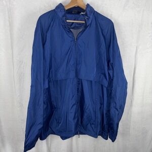Vintage Woolrich Blue Stowaway Hood Vented Windbreaker Jacket Mens XL